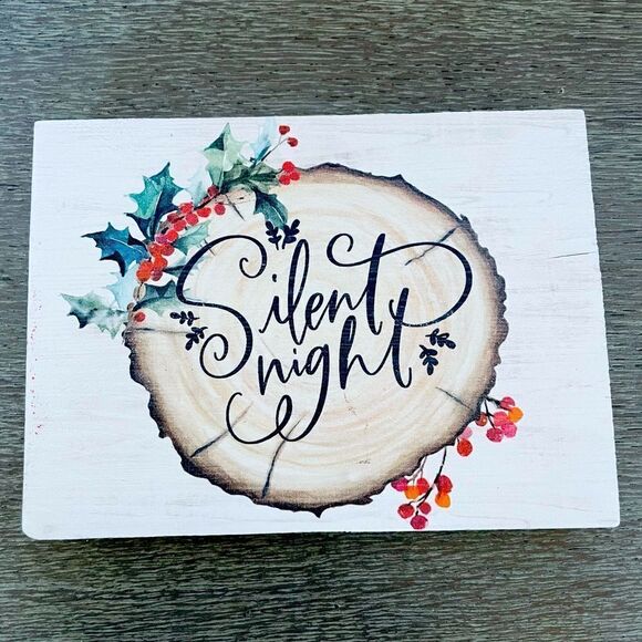 Silent Night Farmhouse Wooden Decor Sign - Picture 1 of 2